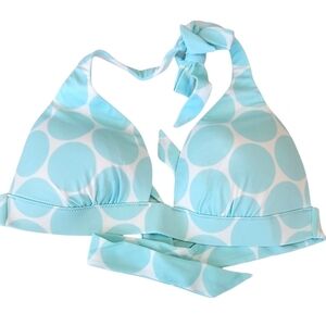 Victoria's Secret Powder Blue Polka Dot Halter Bikini Top S NWT